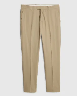 Beige Skinny Fit Textured Suit Trousers