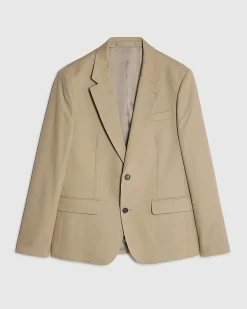 Beige Skinny Fit Textured Suit Jacket