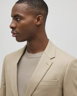 Beige Skinny Fit Textured Suit Jacket