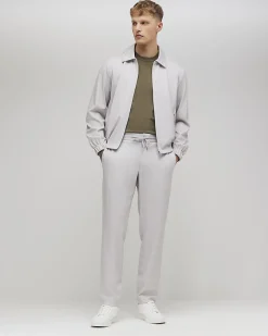 Beige Slim Fit Check Harrington Jacket