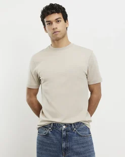 Beige Slim Fit Cotton Lightweight T-Shirt