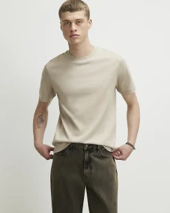 Beige Slim Fit Cotton Lightweight T-Shirt