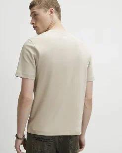 Beige Slim Fit Cotton Lightweight T-Shirt