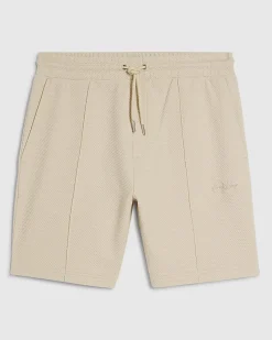 Beige Slim Fit Cotton Textured T-Shirt Set