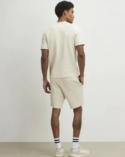 Beige Slim Fit Cotton Textured T-Shirt Set