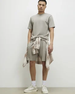 Beige Slim Fit Cotton T-Shirt And Shorts Set