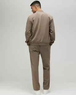 Beige Slim Fit Elasticated Smart Joggers
