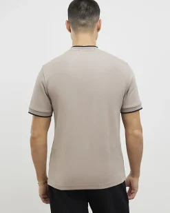 Beige Slim Fit Interlock Cotton T-Shirt