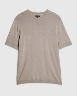 Beige Slim Fit Knitted Short Sleeve T-Shirt