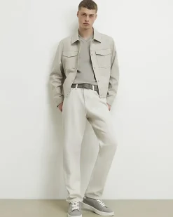 Beige Slim Fit Midweight V Neck T-Shirt