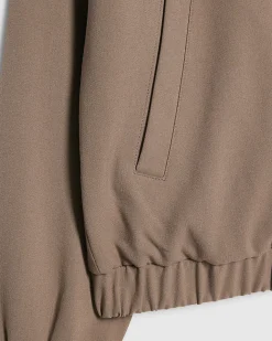 Beige Slim Fit Stretch Bomber Jacket