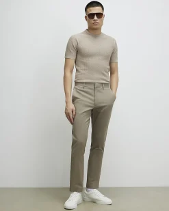 Beige Slim Fit Stretch Chino Trousers