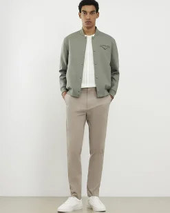 Beige Slim Fit Stretch Chino Trousers