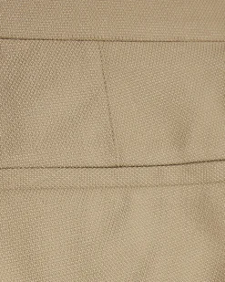 Beige Slim Fit Stretch Textured Suit Trousers