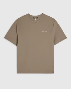 Beige Slim Fit Textured Midweight T-Shirt