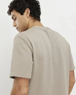 Beige Slim Fit Textured Midweight T-Shirt