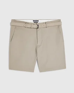 Beige Slim Stretch Chino Short with Belt
