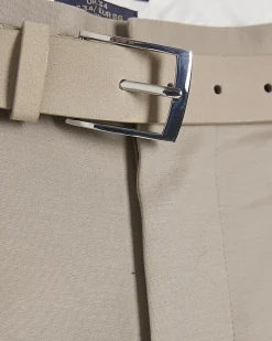 Beige Slim Stretch Chino Short with Belt