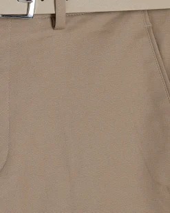 Beige Slim Stretch Chino Short with Belt