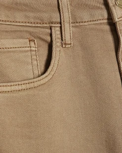Beige Stretch Straight Leg Jeans