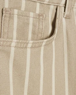 Beige Stripe Wide Leg Jeans