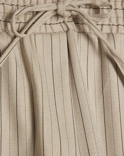 Beige Striped Tailored Wide Leg Joggers