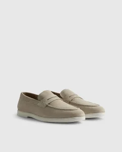 Beige Suede Loafers