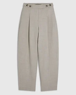 Beige Tailored Barrel Leg Trousers