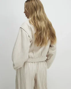 Beige Tailored Bomber Jacket