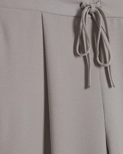 Beige Tailored Drawstring Wide Leg Trousers