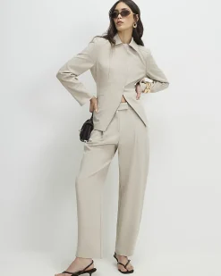 Beige Tailored Shacket