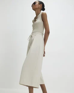 Beige Tie Detail Culottes