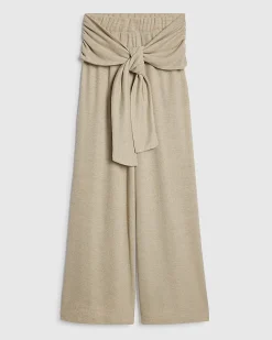 Beige Tie Waist Trousers