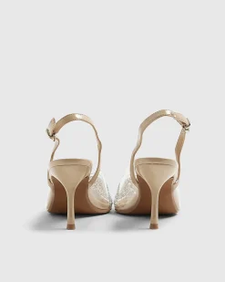 Beige Wide Fit Perspex Pointed Court Heels