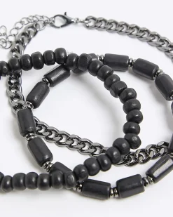 Black 3 Pack Chain Bracelets
