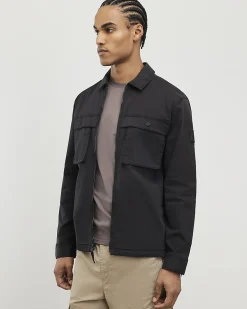 Black Regular Fit Cotton Utility Overshirt