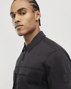 Black Regular Fit Cotton Utility Overshirt