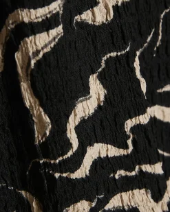 Black Abstract Grown On Sleeve Top
