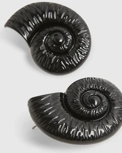 Black Ammonite Shell Earrings
