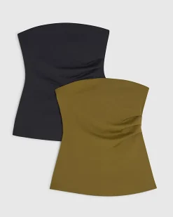Black and Green Bandeau Top 2 Pack