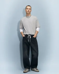 Black Baggy Fit Washed Jeans
