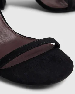 Black Barely There Heeled Sandals