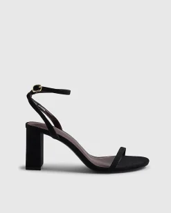Black Barely There Heeled Sandals