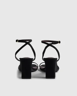 Black Barely There Heeled Sandals