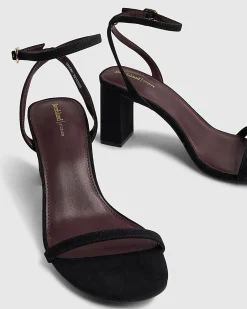 Black Barely There Heeled Sandals