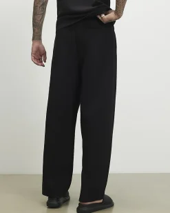 Black Barrel Fit Pleated Joggers