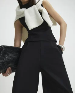Black Barrel Leg Jersey Trousers