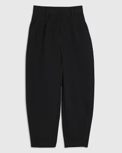 Black Barrel Leg Tailored Trousers