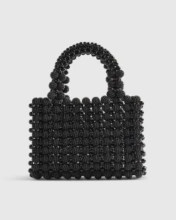 Black Beaded Clutch Bag