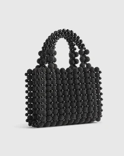 Black Beaded Clutch Bag